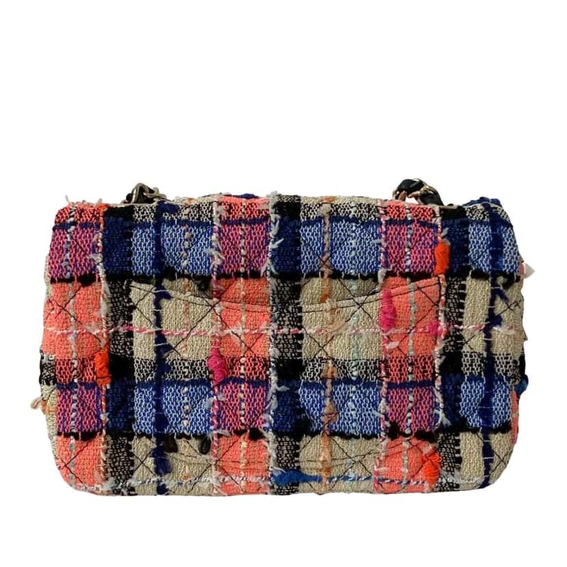 Chanel Small Classic Tweed Single Flap Beige Tweed Very good condition - Back View