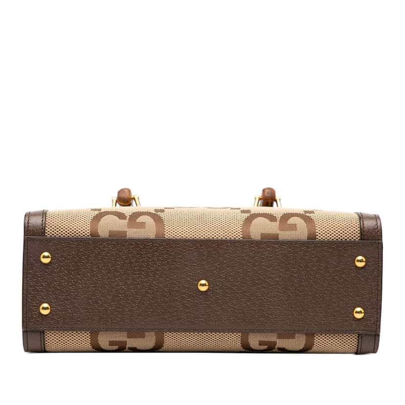 Gucci Medium Jumbo GG Canvas Bamboo Diana Satchel Brown Canvas Very good condition - Inside View