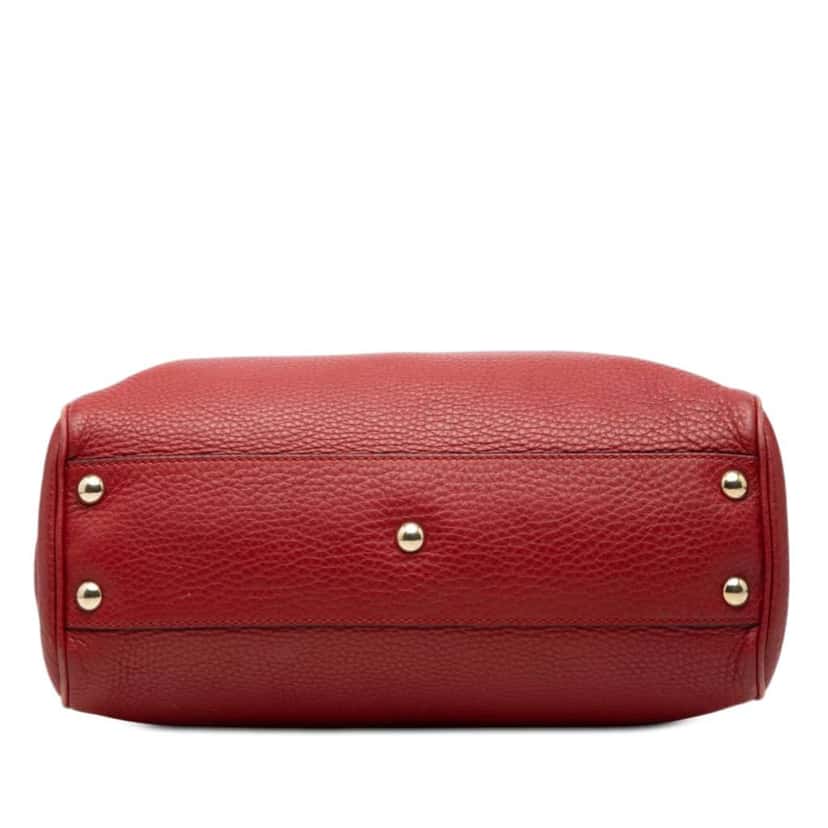 Gucci Small Calfskin Bamboo Shopper Satchel Red Leather Very good condition - Inside View