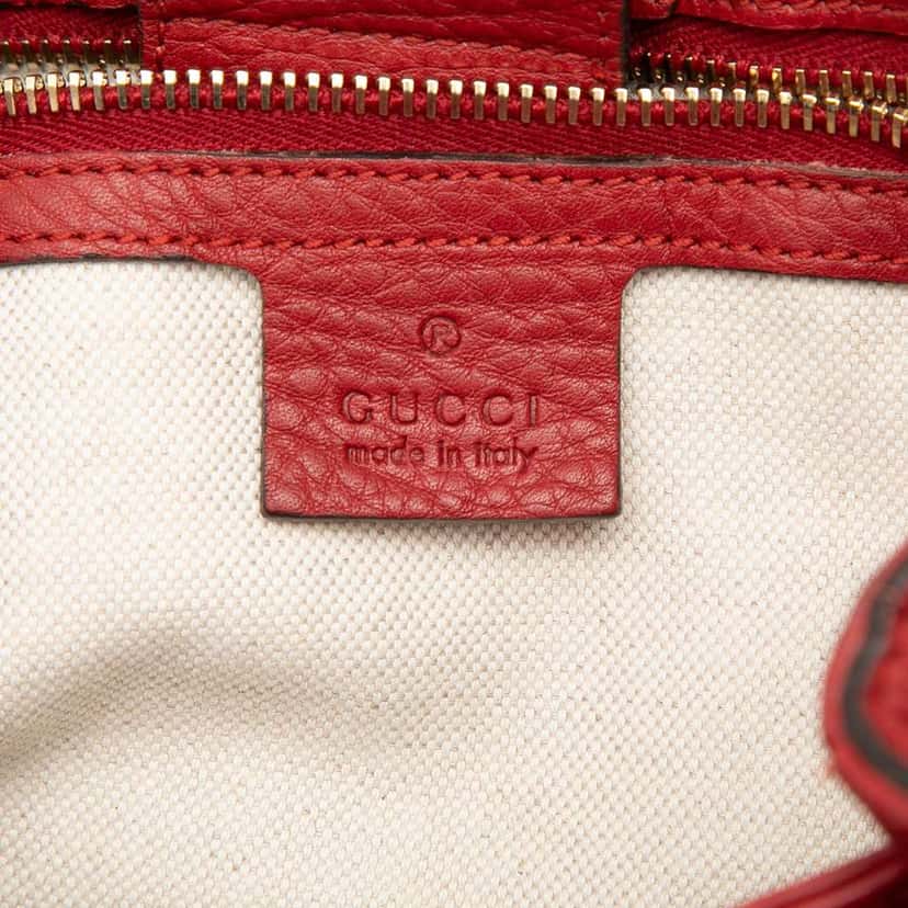 Gucci Small Calfskin Bamboo Shopper Satchel Red Leather Very good condition - Box View