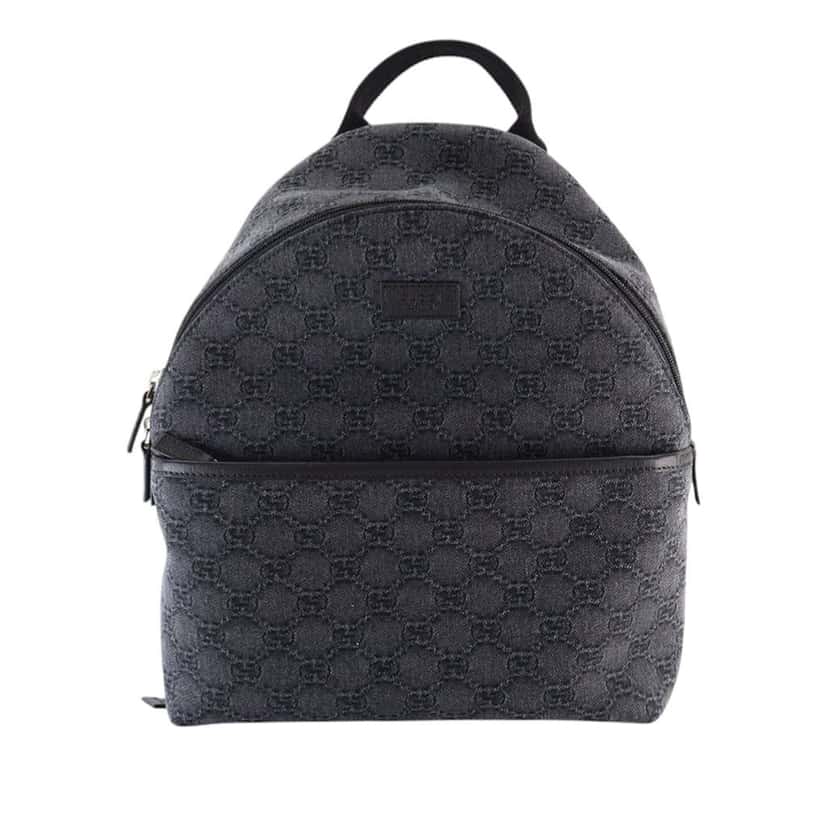 Gucci Kids GG Denim Backpack Grey Denim Never worn - Front View