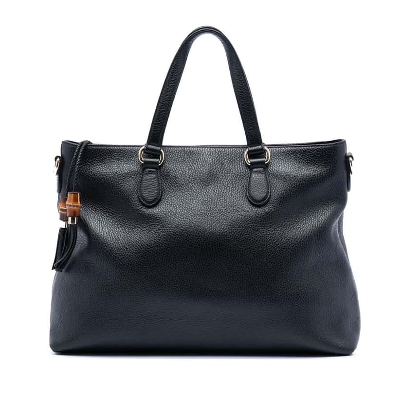 Gucci Leather Bamboo Tassel Satchel Black Leather Very good condition - Front View