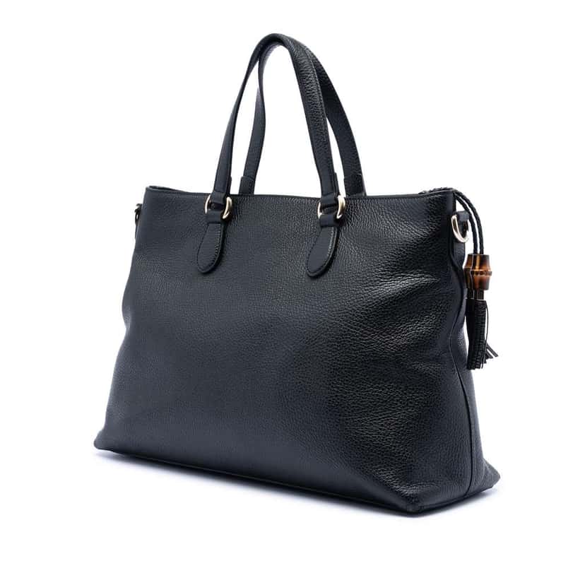 Gucci Leather Bamboo Tassel Satchel Black Leather Very good condition - Back View