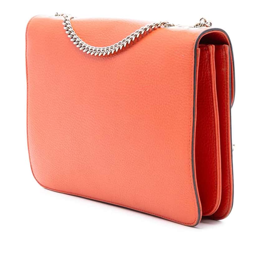 Gucci Medium Dollar Calfskin Interlocking G Crossbody Orange Leather Very good condition - Back View