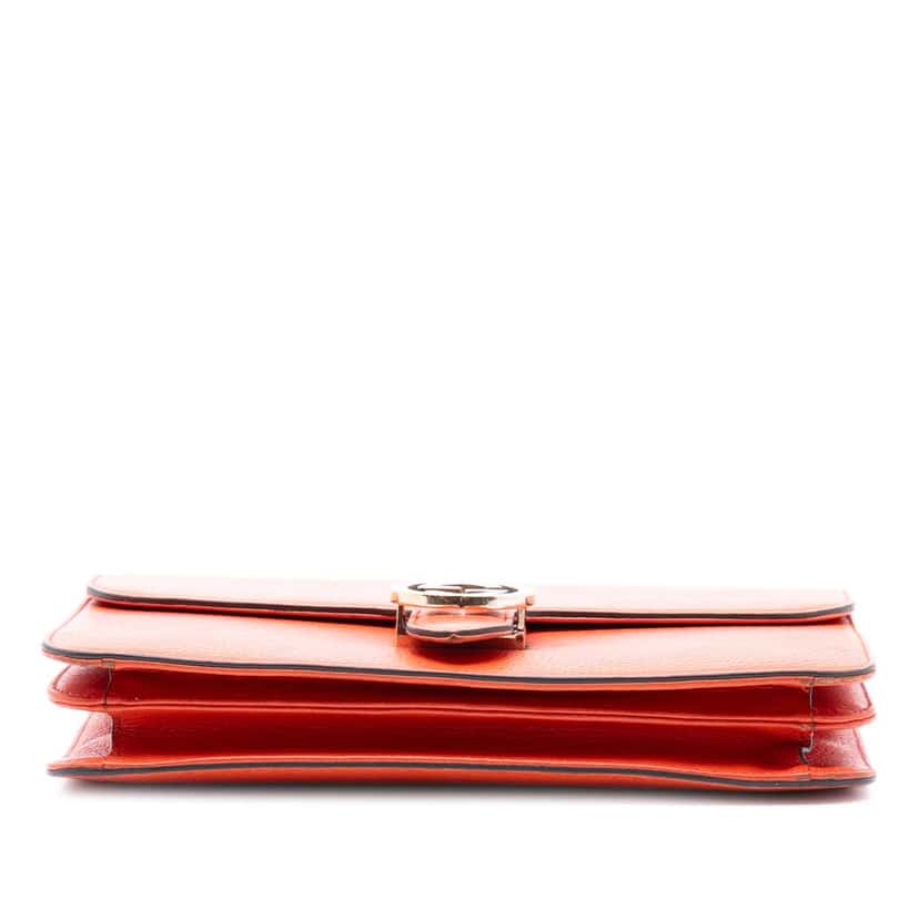 Gucci Medium Dollar Calfskin Interlocking G Crossbody Orange Leather Very good condition - Inside View