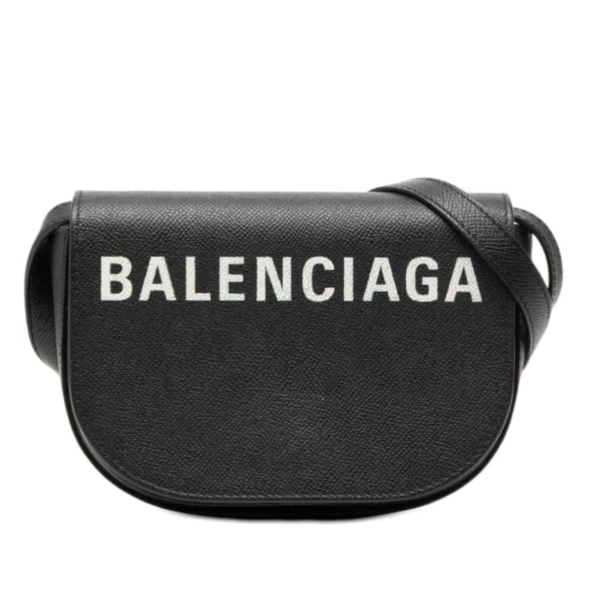 Balenciaga Grained Calfskin Logo Ville Day Crossbody XS Black Leather Very good condition - Front View