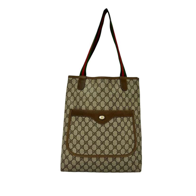 Gucci GG Supreme Web Tote Brown Canvas Very good condition - Front View