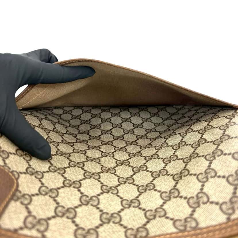 Gucci GG Supreme Web Tote Brown Canvas Very good condition - Model View