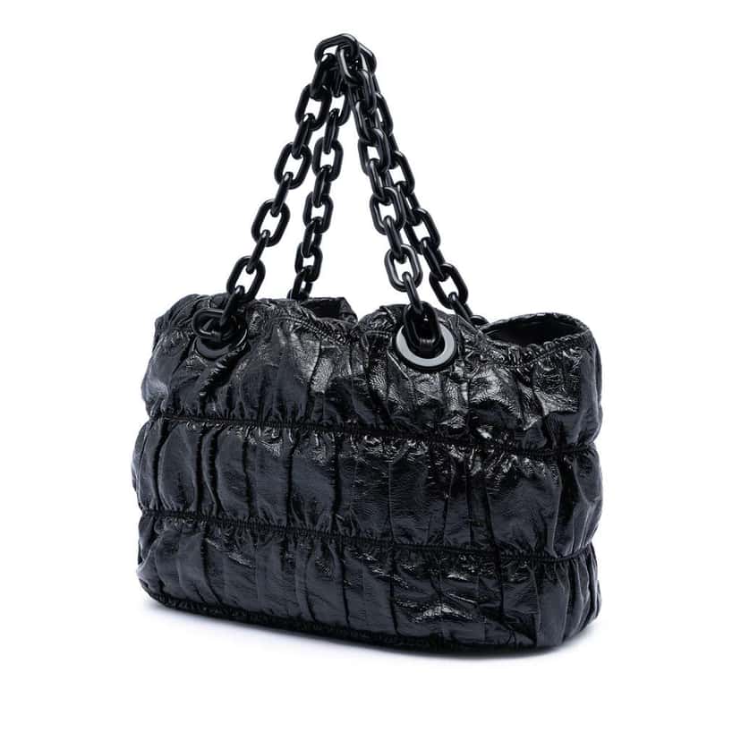 Prada Vernice Gaufre Resin Chain Shopping Tote Black Leather Very good condition - Back View