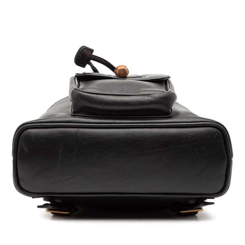 Gucci Leather Bamboo Backpack Black Leather Good condition - Inside View