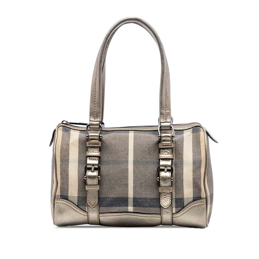 Burberry Smoke Check Canvas Boston Bag Brown Canvas Very good condition - Front View