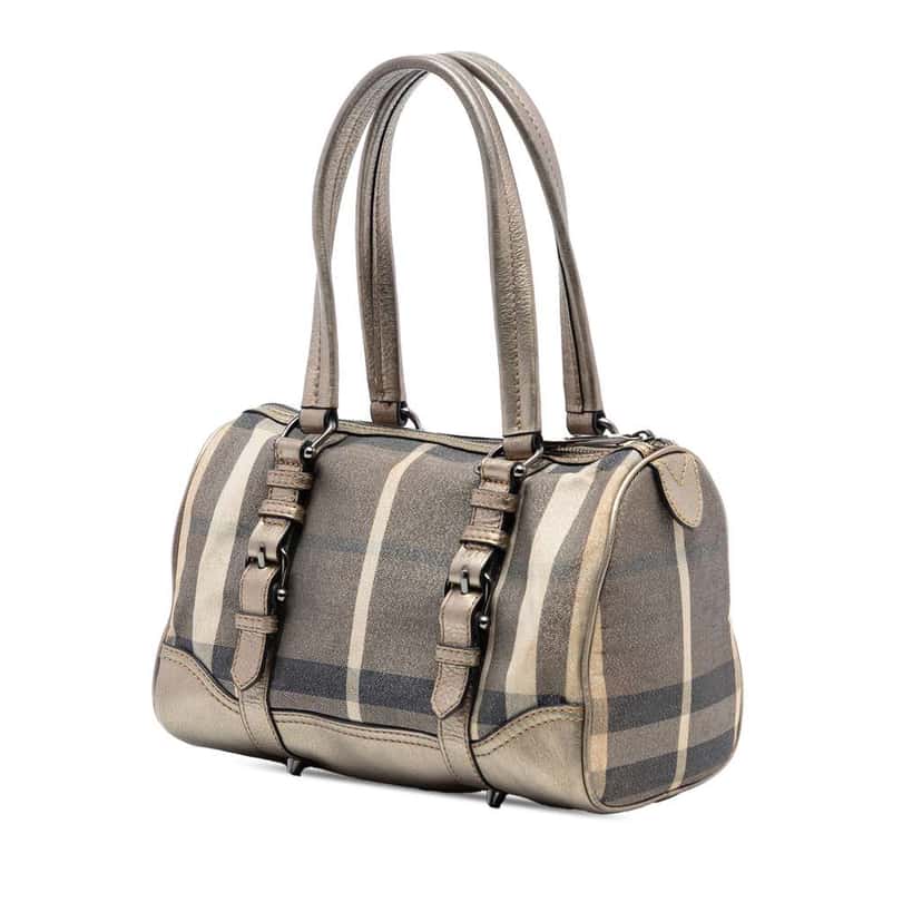 Burberry Smoke Check Canvas Boston Bag Brown Canvas Very good condition - Back View