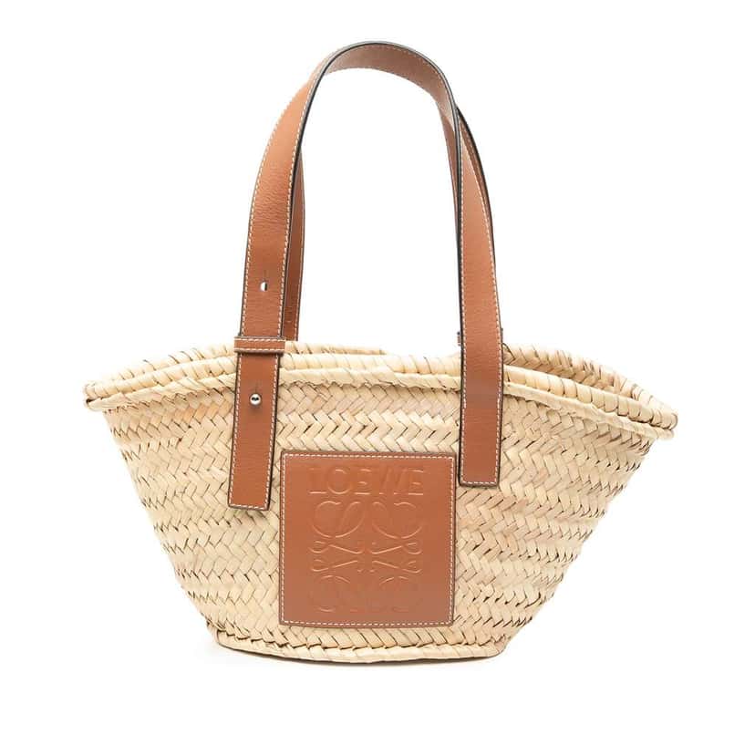 Loewe Small Raffia Anagram Basket Tote Brown Very good condition - Front View