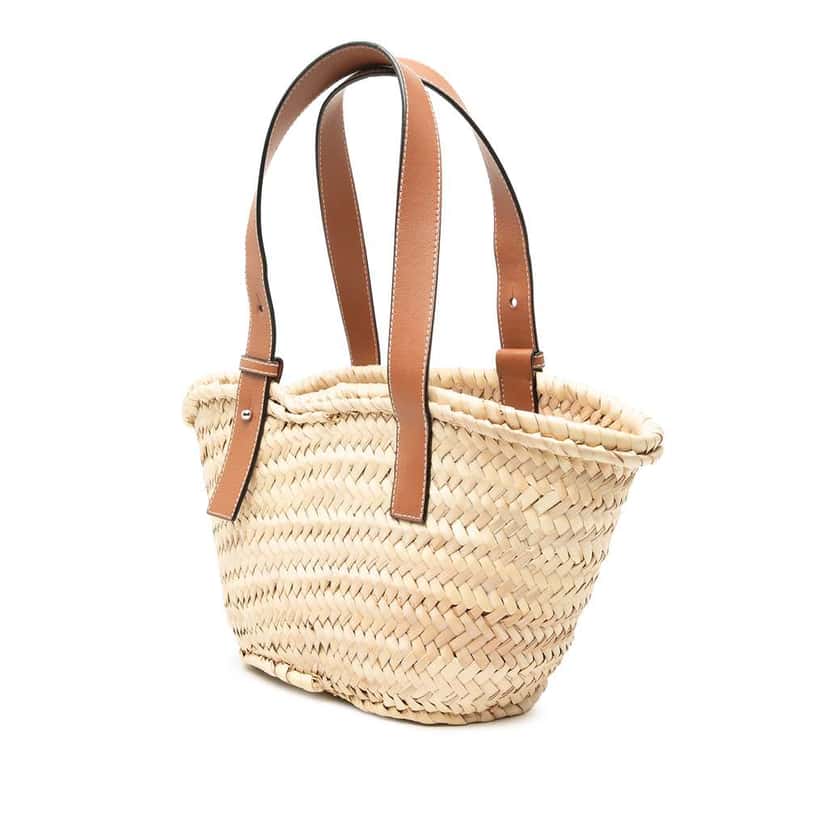 Loewe Small Raffia Anagram Basket Tote Brown Very good condition - Back View
