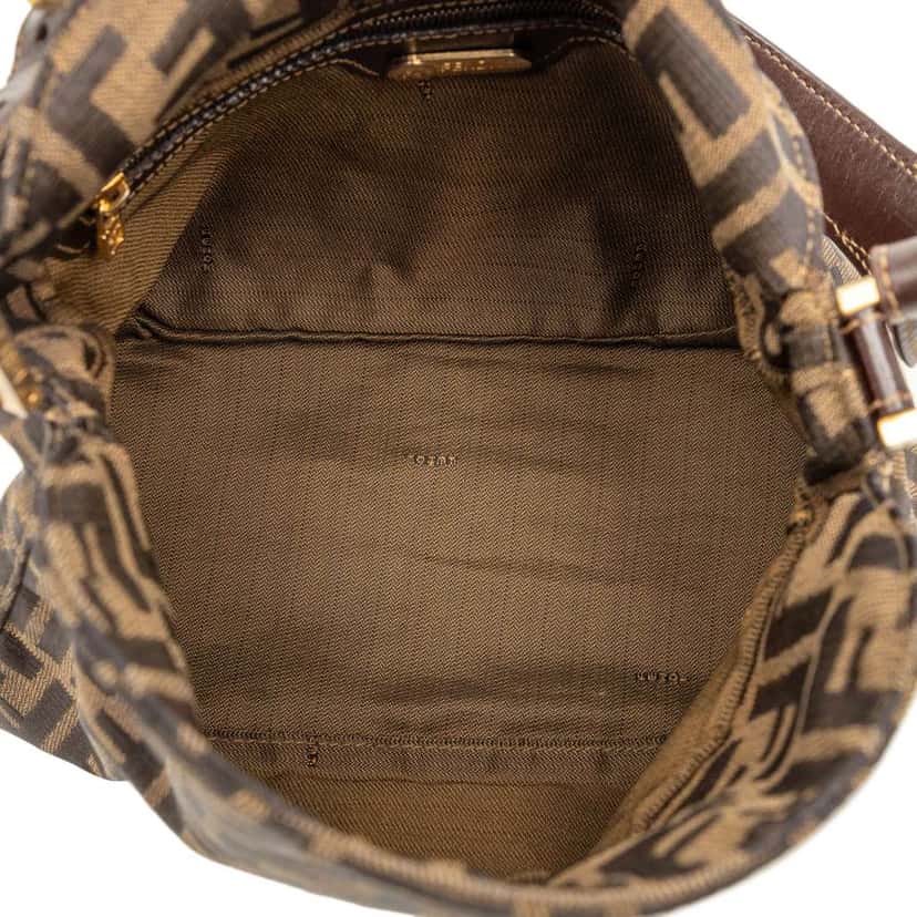 Fendi Zucca Canvas Double Flap Shoulder Bag Brown Canvas Very good condition - Model View