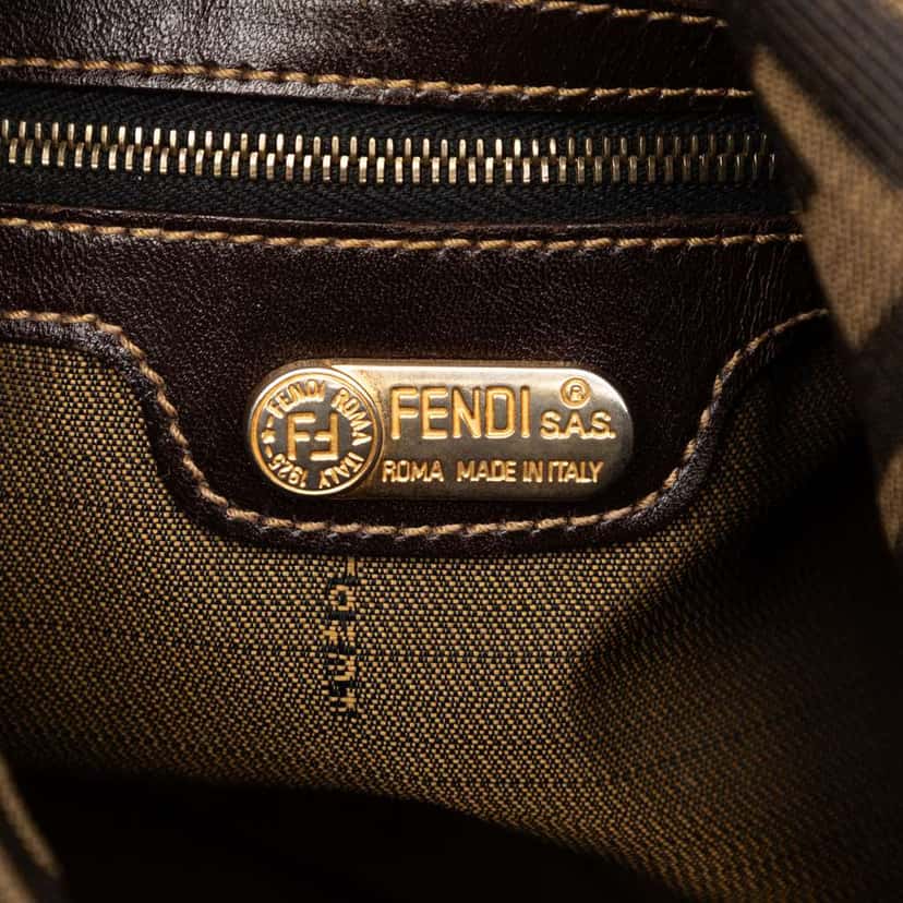 Fendi Zucca Canvas Double Flap Shoulder Bag Brown Canvas Very good condition - Box View