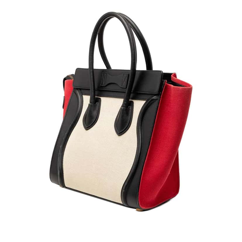 Celine Micro Tricolor Canvas and Leather Luggage Tote White Canvas Very good condition - Back View