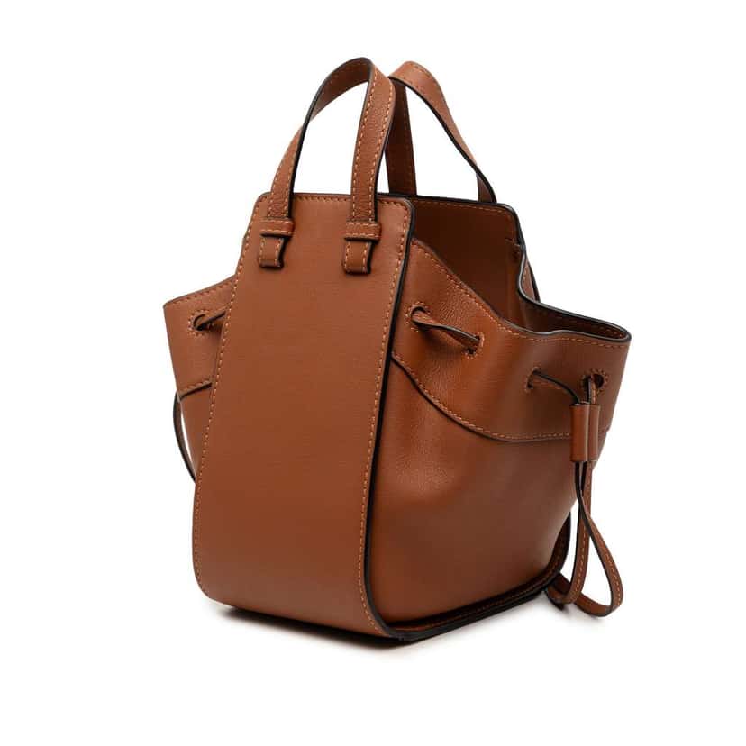 Loewe Mini Leather Drawstring Hammock Bag Brown Leather Very good condition - Back View