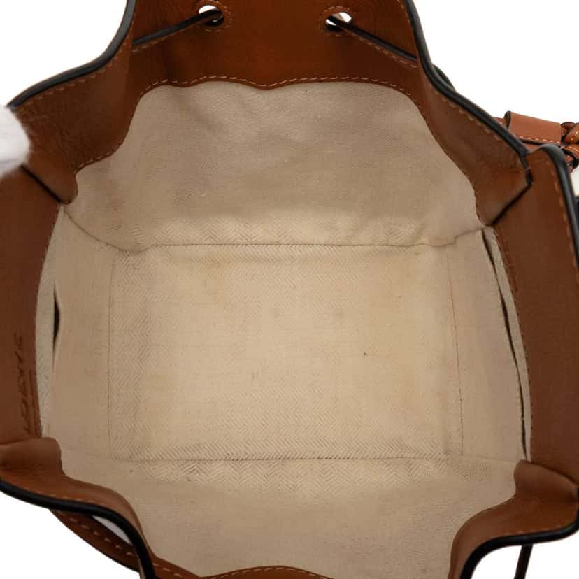 Loewe Mini Leather Drawstring Hammock Bag Brown Leather Very good condition - Model View