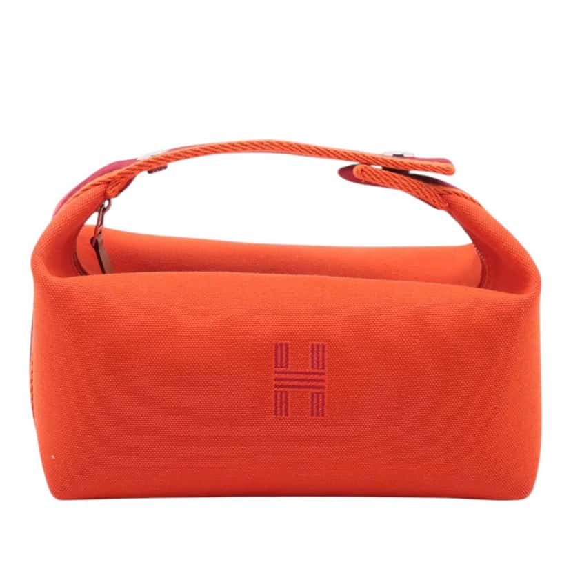 Hermès Small Toile Bride A Brac Case Orange Canvas Good condition - Front View