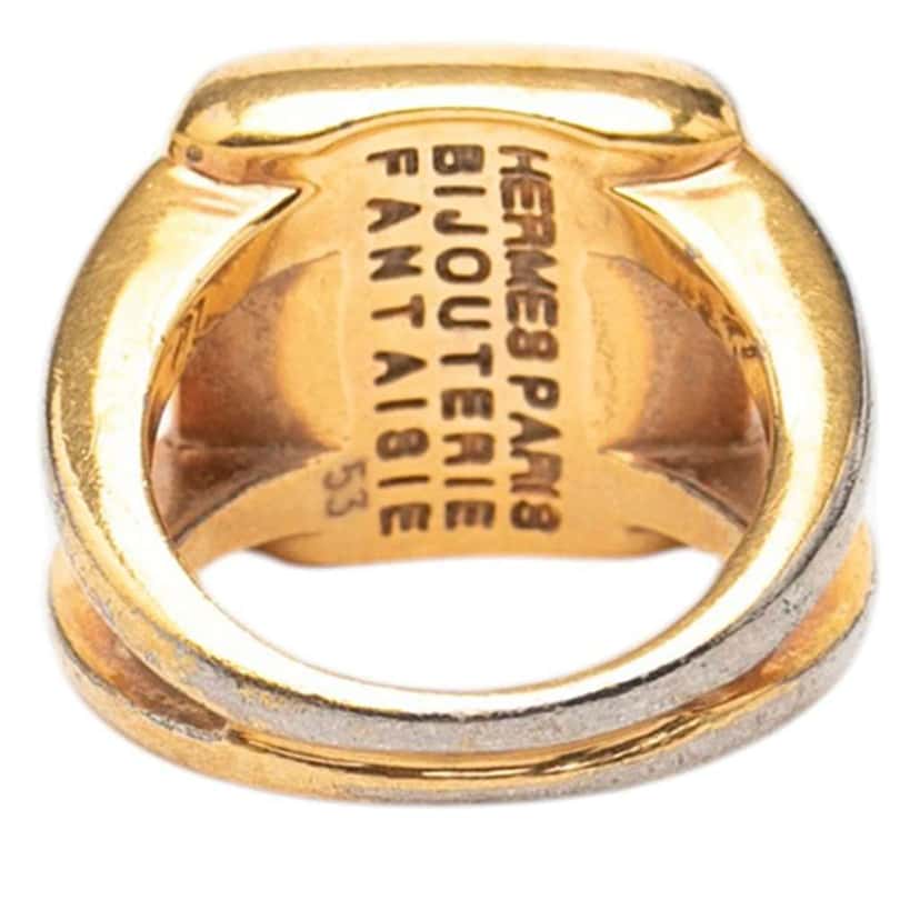 Hermès Gold Plated Bijouterie Fantaisie Corozo Ring Gold Metal Good condition - Inside View