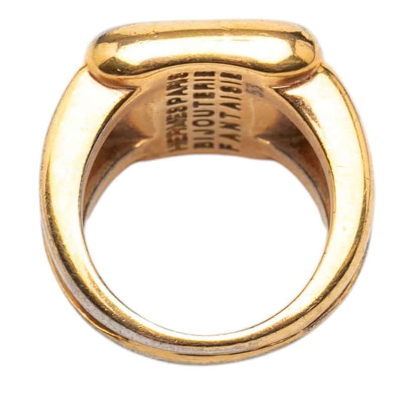 Hermès Gold Plated Bijouterie Fantaisie Corozo Ring Gold Metal Good condition - Box View