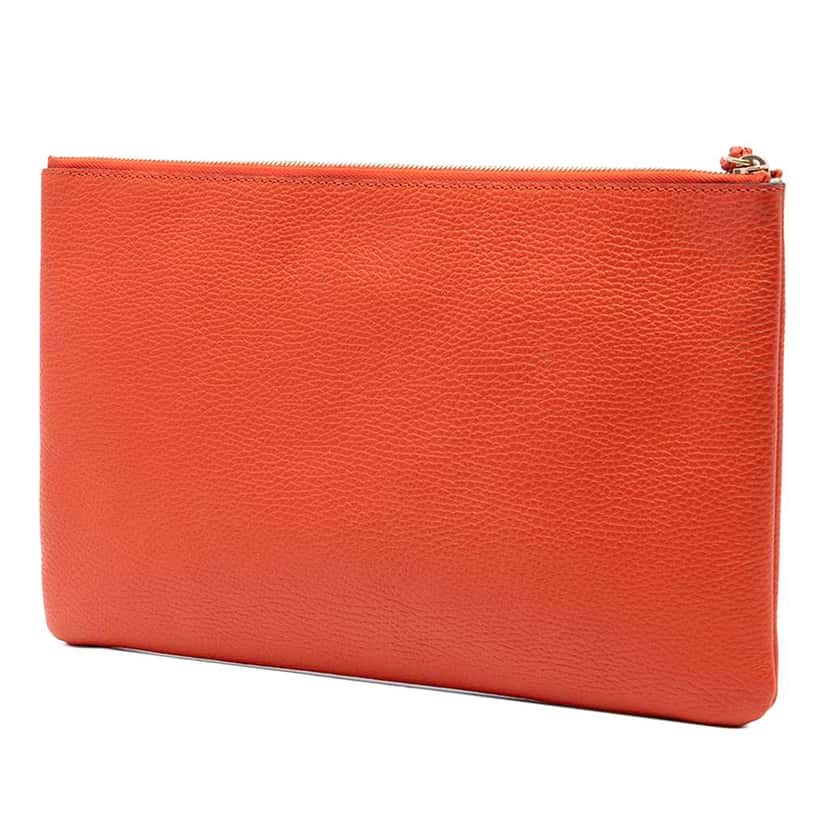 Gucci Calfskin Bamboo Tassel Clutch Orange Leather Very good condition - Back View