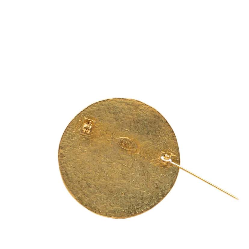 Chanel CC Gold Plated Round Brooch Gold Metal Very good condition - Inside View