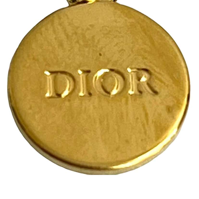 Dior Gold Plated Lacquered CD Logo Chain Necklace Gold Metal Very good condition - Model View