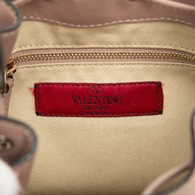 Valentino Small Leather Rockstud Bucket Bag Pink Leather Very good condition - Box View