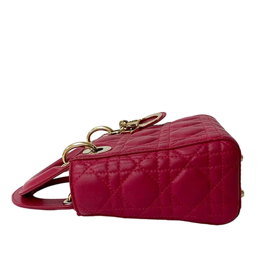 Dior Mini Lambskin Cannage Lady Dior Pink Leather Very good condition - Inside View