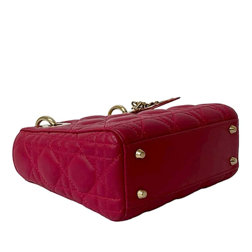 Dior Mini Lambskin Cannage Lady Dior Pink Leather Very good condition - Model View