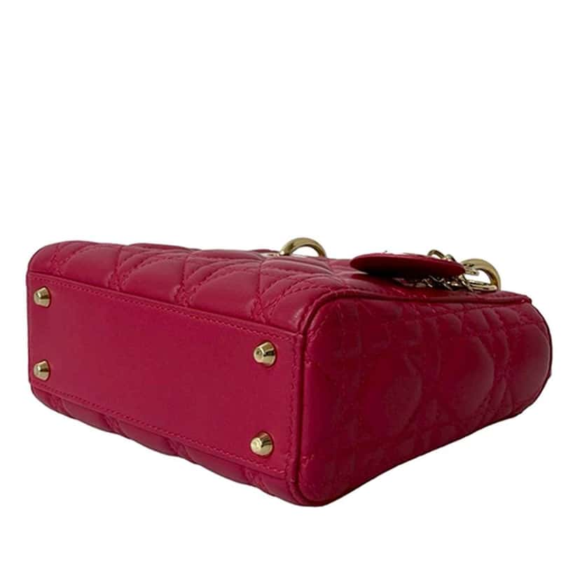 Dior Mini Lambskin Cannage Lady Dior Pink Leather Very good condition - Box View