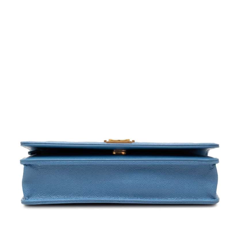 Chanel Quilted Caviar Boy Wallet on Chain Blue Leather Very good condition - Inside View