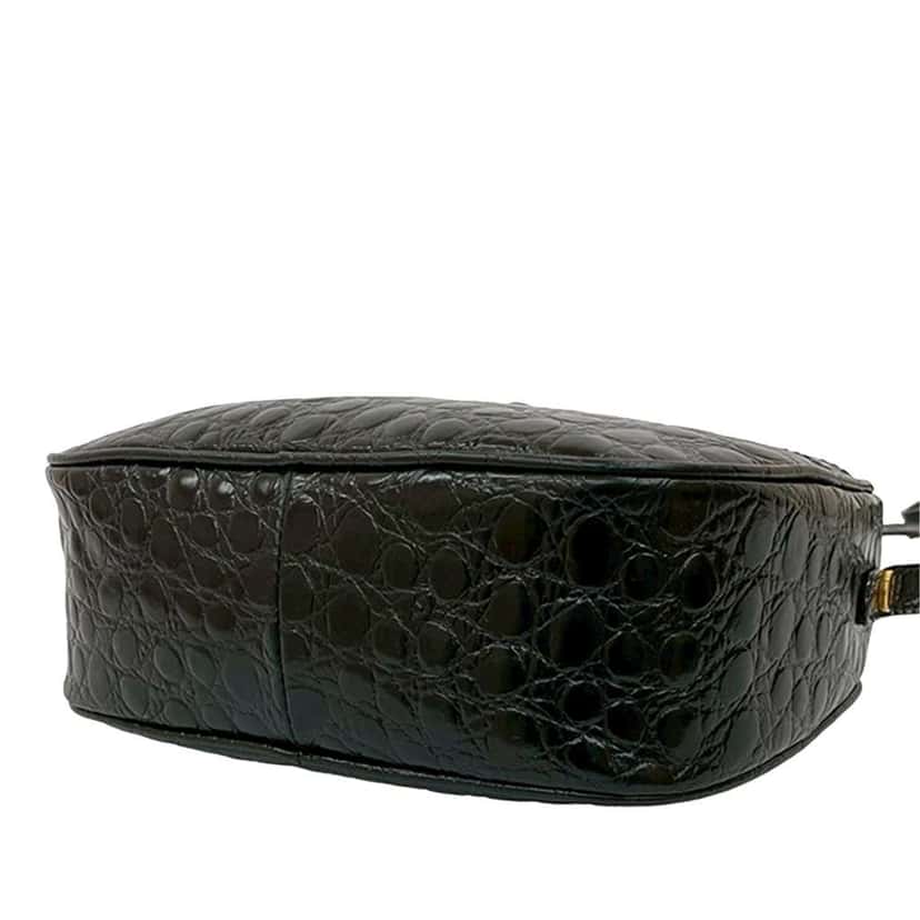 Salvatore Ferragamo Croc Embossed Leather Vara Crossbody Black Leather Very good condition - Inside View