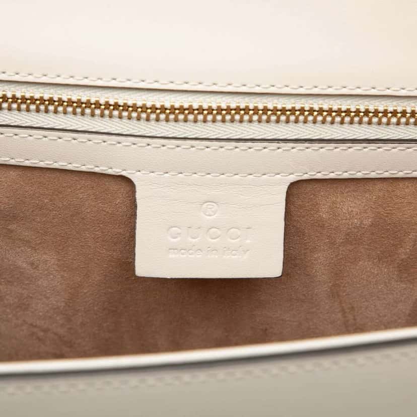 Gucci Small Leather Sylvie Web Satchel White Leather Very good condition - Model View