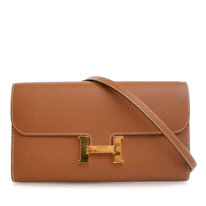 Hermès Epsom Constance Long To Go Wallet Brown Leather Good condition - Front View
