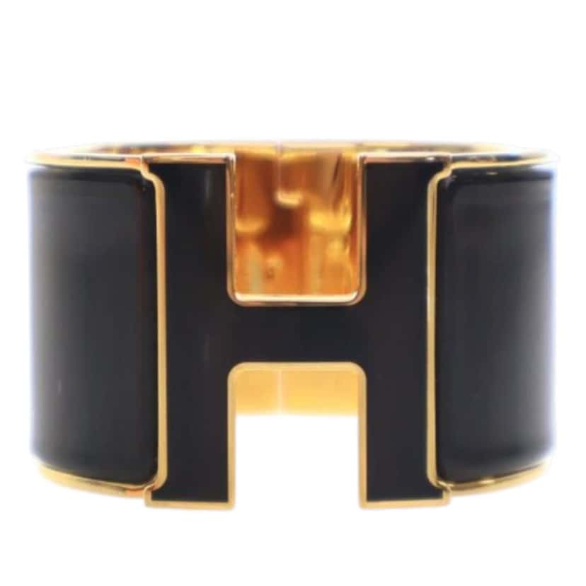 Hermès Extra Wide Enamel  Clic Clac H Bracelet PM Black Good condition - Front View
