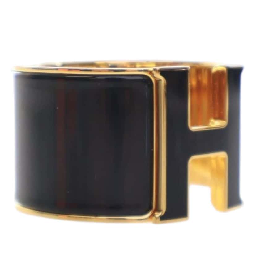 Hermès Extra Wide Enamel  Clic Clac H Bracelet PM Black Good condition - Back View