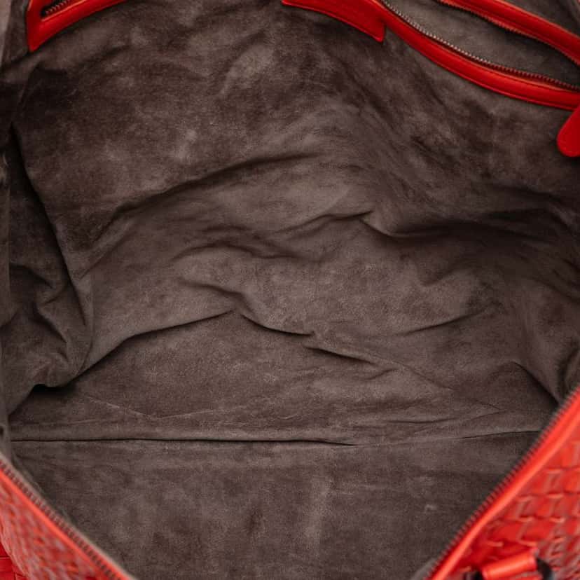 Bottega Veneta Maxi Intrecciato Nappa Convertible Satchel Red Leather Good condition - Model View