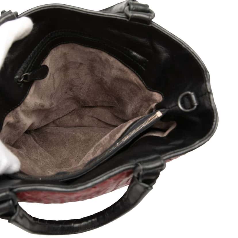 Bottega Veneta Bicolor Nappa Intrecciato Vertical Convertible Satchel Red Leather Good condition - Model View