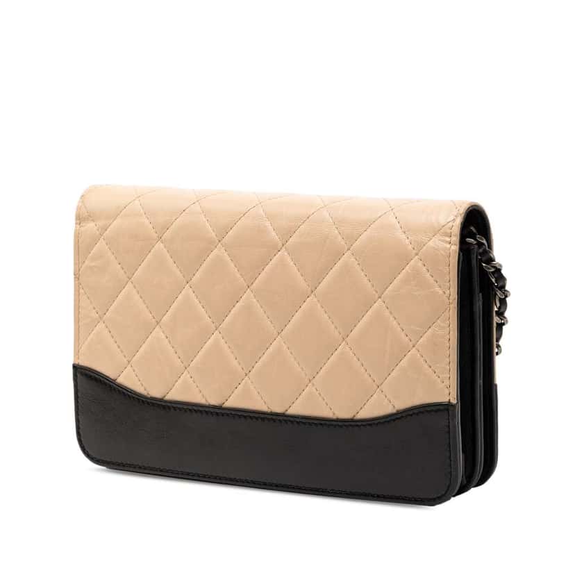 Chanel Bicolor Quilted Aged Calfskin Gabrielle Wallet On Chain Beige Leather Good condition - Back View