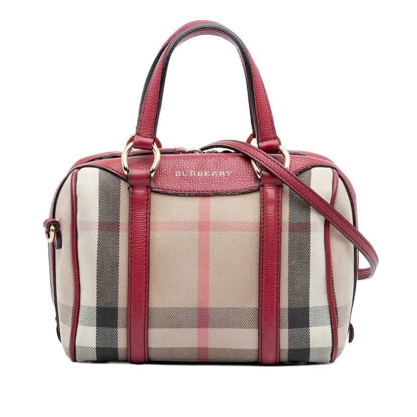 Burberry Small House Check Canvas Alchester Bowling Bag Beige Good condition - Front View