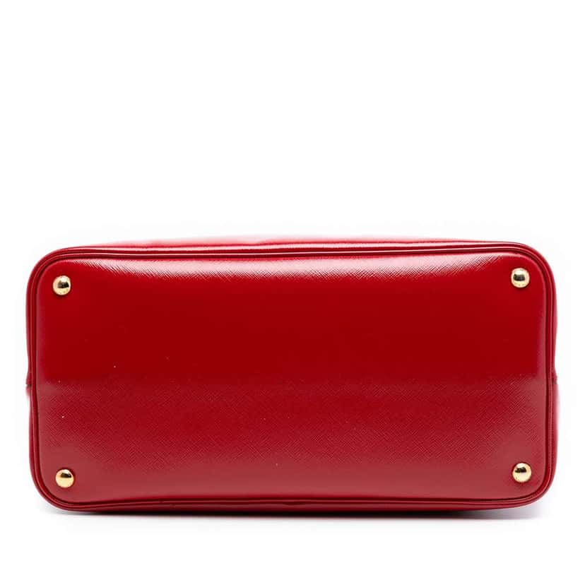Prada Medium Saffiano Vernice Double Satchel Red Leather Good condition - Inside View