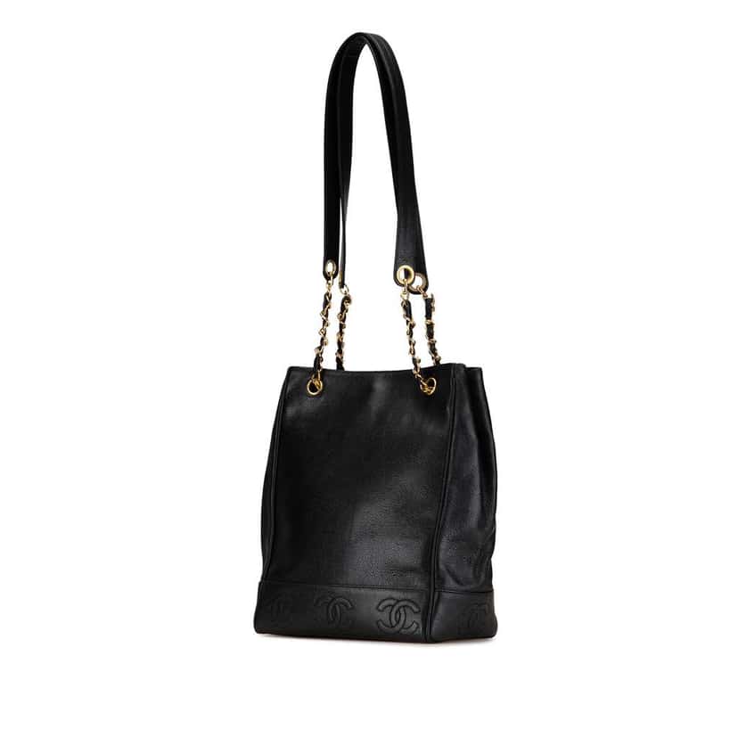 Chanel Triple CC Caviar Tote Black Leather Good condition - Back View