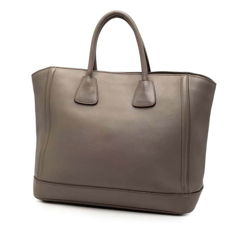 Prada Large City Calf Double Handle Shopping Tote Grey Leather Good condition - Back View