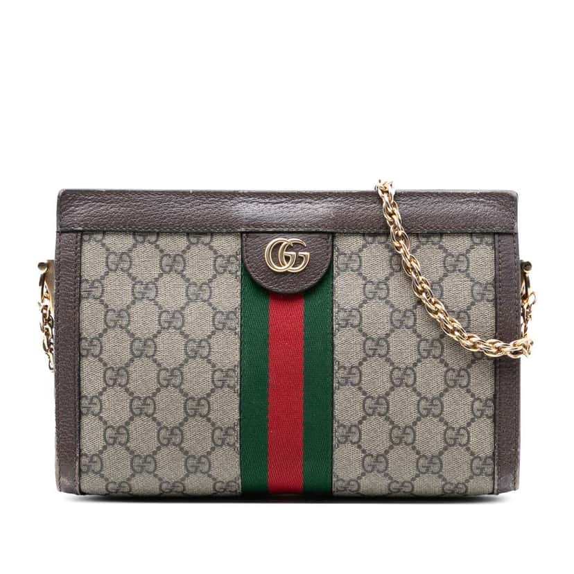 Gucci Small GG Supreme Web Ophidia Chain Crossbody Beige Good condition - Front View