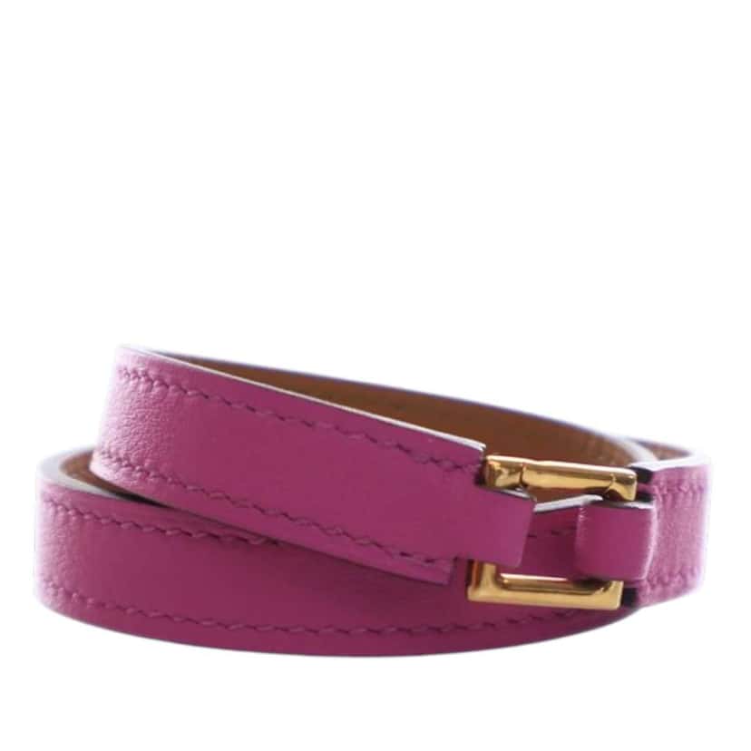 Hermès Swift Rivale Double Tour Bracelet T3 Pink Leather Good condition - Back View