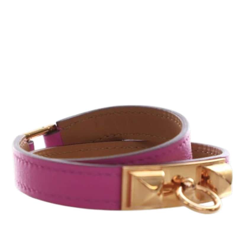 Hermès Swift Rivale Double Tour Bracelet T3 Pink Leather Good condition - Inside View