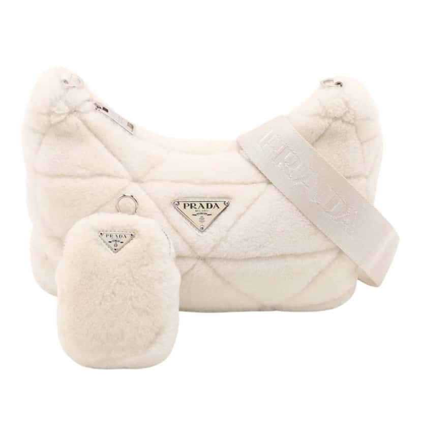 Prada Quilted Shearling Re Edition 2005 Crossbody White Good condition - Front View